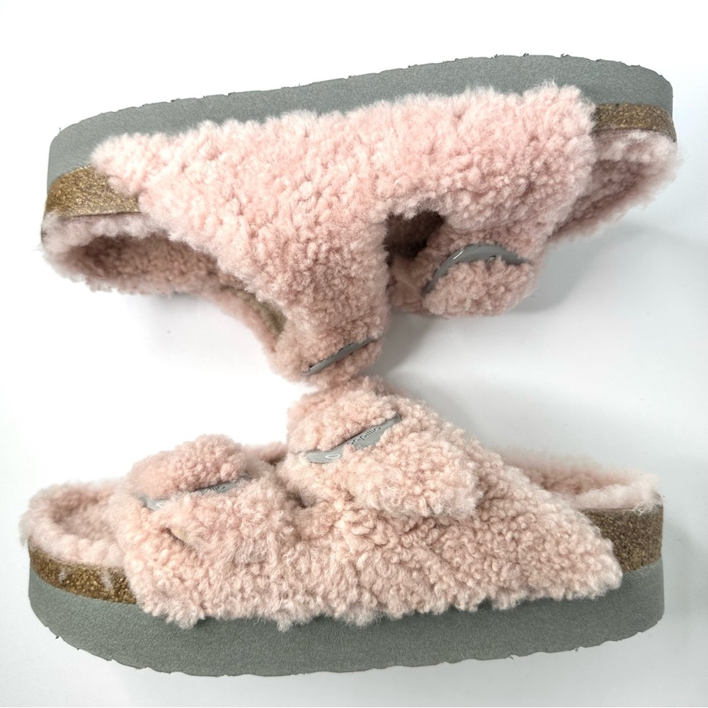 NWT Birkenstock Papillio Arizona Big Buckle Shearling fuzzy sandal pink 40/9 - Picture 10 of 17